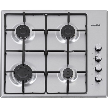Plita incorporabila Nobeltek NHBG-6400IX, Gaz, 4 arzatoare, Aprindere buton, Siguranta arzatoare, 60 cm, Inox