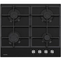 Plita incorporabila Nobeltek NHBG-6421BKF, Gaz, 4 arzatoare, Aprindere buton, Gratar fonta, Siguranta arzatoare, 60 cm, Sticla neagra