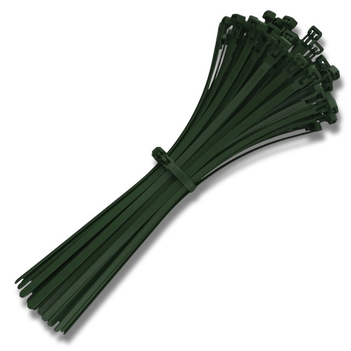 100 db-os kábelkötegelő készlet, Edibazzar, Nylon, 150 x 4 mm, zöld