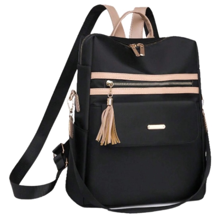 Rucsac de dama Edibazzar, sport urban, negru, 34x32x13cm, set multifunctional