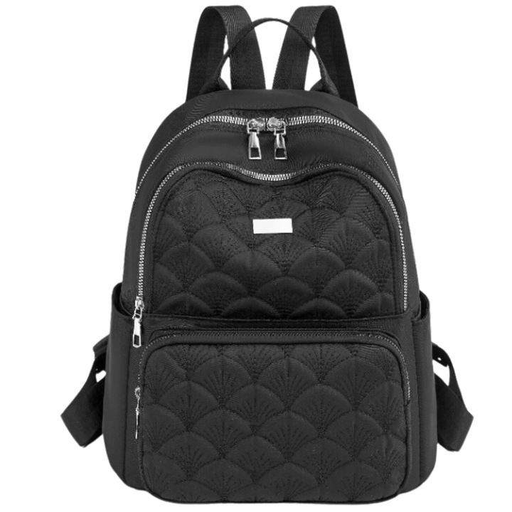 Rucsac de dama Edibazzar, sport urban, matlasat, argintiu, 30x28x12cm