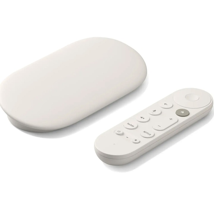 Media Player Google TV Streamer, 4K, Bluetooth, Wi-Fi, Android TV, 32 GB, Telecomanda comenzi vocale, Alb