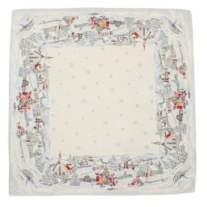 Fata de masa tip goblen, Snowy Morning Christmas, 96x100 cm