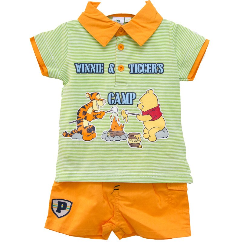 Set tricou si pantaloni scurti Winnie verde portocaliu, Verde/Portocaliu
