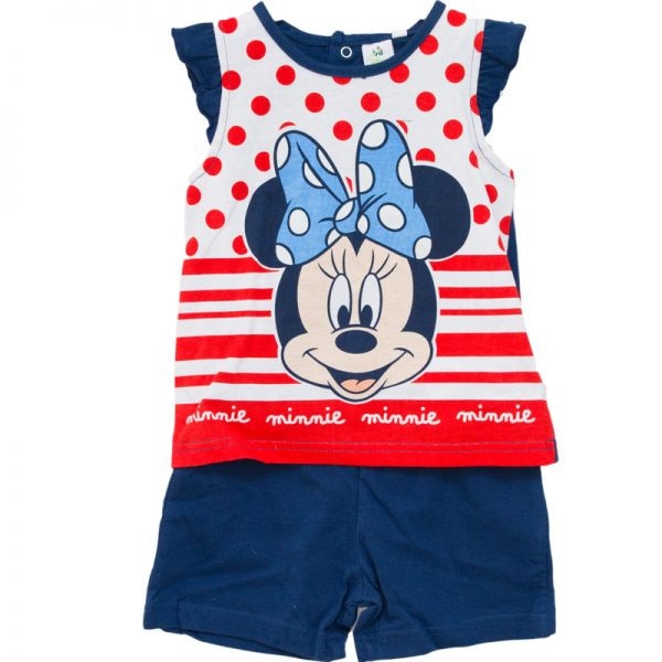 Set tricou si pantaloni scurti Minnie rosu bleumarin