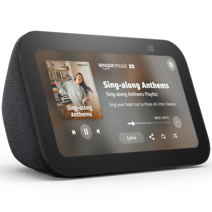 Smart тонколона Amazon Echo Show 5 2023 (3rd Gen), Дисплей 5.5", Камера 2 MP, Wi-Fi, Bluetooth, Черен