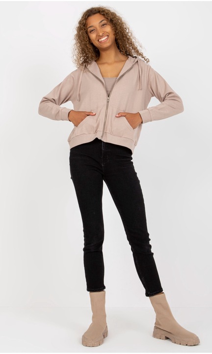 Basic Feel Good Női cipzáras pulóver Diagouraga sötét bézs, Bézs, M