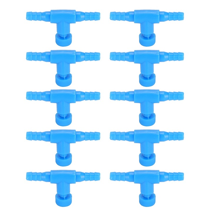 10 buc. conector tee pentru rezervor de peste, pompa cu 3 cai, conducta aeriana, reglarea volumului de aer, supapa de control pentru furtun de 0,2 inci