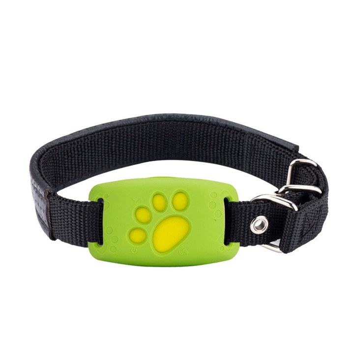 GPS нашийник за домашни любимци, Enforose, локатор в реално време за кучета и котки, за закрито и открито, зелен
