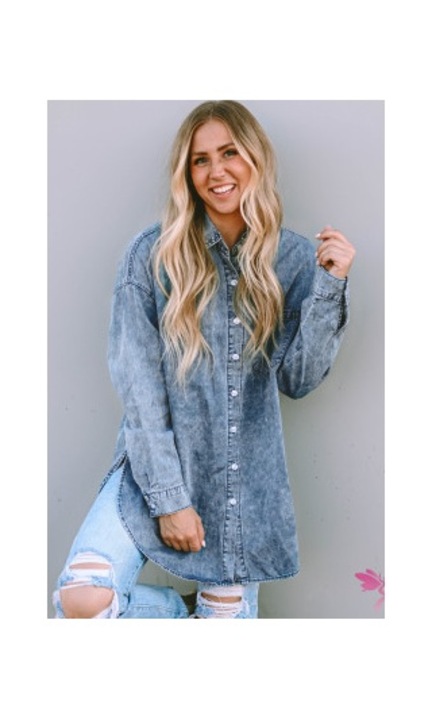 OMG Hosszú ujjú női ing Crephopheu égszínkék, Világoskék