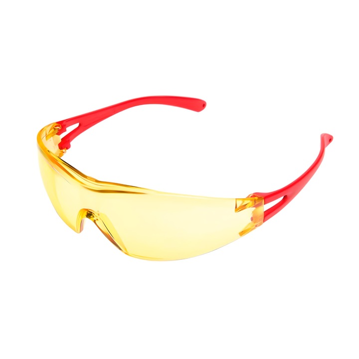 Ochelari de lucru de protectie Wurth Cepheus Yellow, Vedere periferica buna, Sticla din policarbonat parabolic rezistent la impact, Protectie UV 100%
