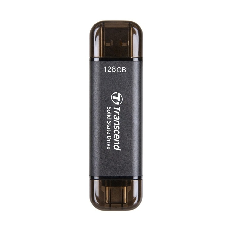 Външен SSD Transcend 128GB, External SSD, ESD310C, USB 10Gbps, Type C/A, Black TS128GESD310C