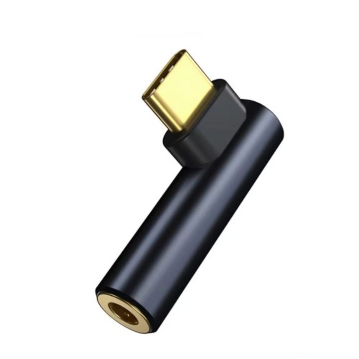 Универсален аудио адаптер Planet Tech, USB Type-C - 3.5 mm за Samsung, Apple, Huawei, Xiaomi, Oppo, Черен