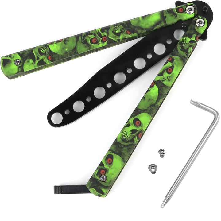 Нож пеперуда, 22,5 см, неръждаема стомана, многоцветен, комплект с 1 ножче