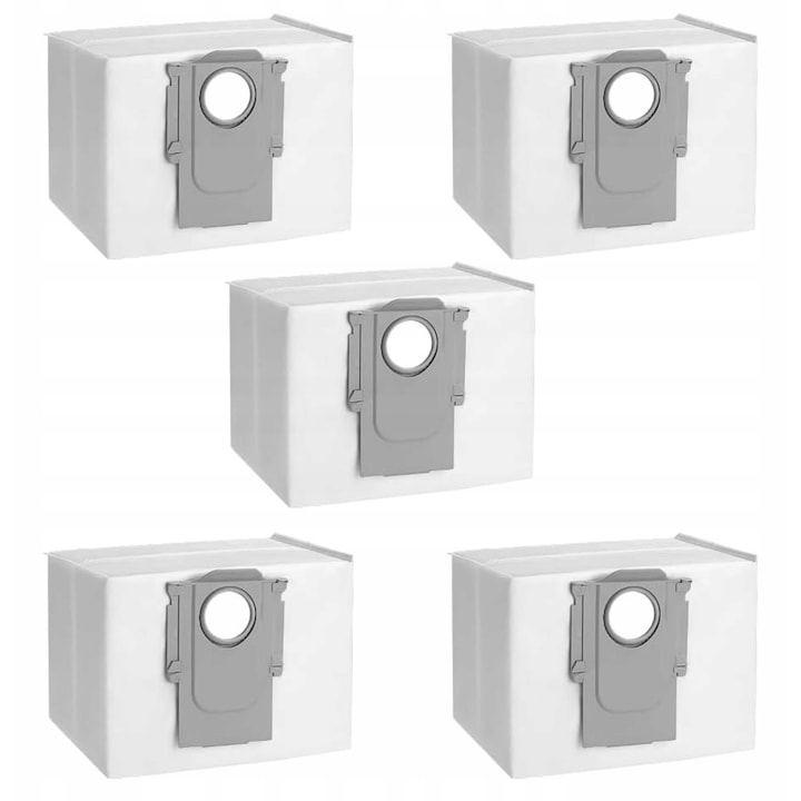 Set de saci pentru aspirator, Roborock S7 Maxv Ultra / Q7 / Q7+, S8+ / S8 Pro Ultra, Material: Fibre Sintetice, Calitate Superioara, Capacitate Mare, Design Glisant Pentru Inchidere Automata, Calitate Inalta A Materialelor, 5 Bucati