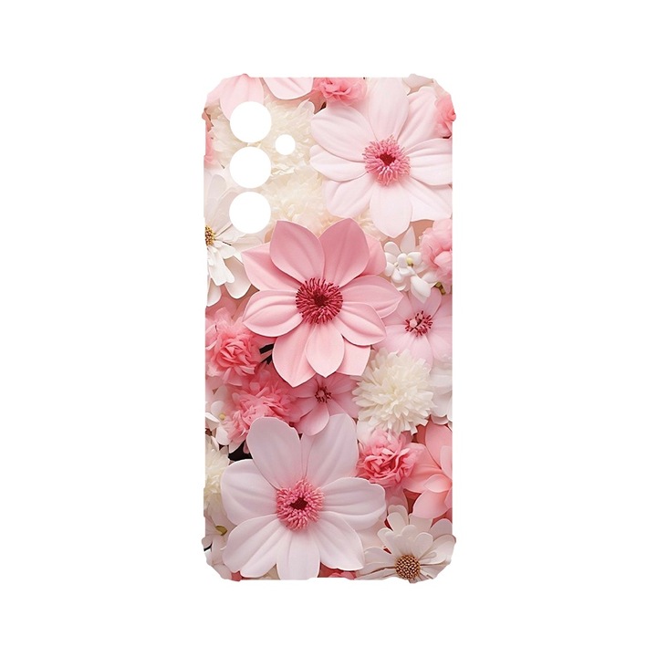 BestCase Anti Shock 1.5MM telefontok, kompatibilis modell Samsung Galaxy A13 5G / Galaxy A04s, Pink And White Daisy, Air-Cushion technology, AS 1145