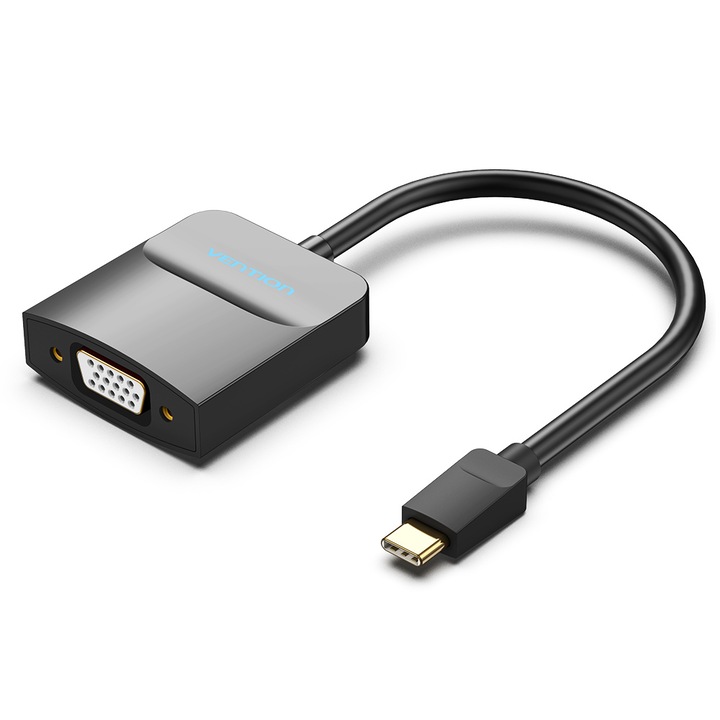 USB-C VGA адаптер, VENTION, 1080p@60Hz, 0.15M, ABS, черен
