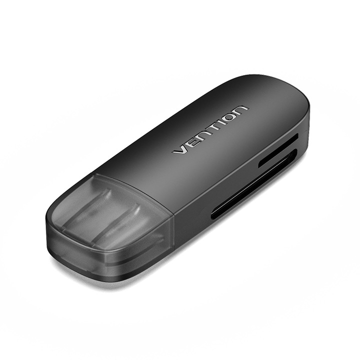 USB-A четец на карти, VENTION, SD/TF, CLE, черен