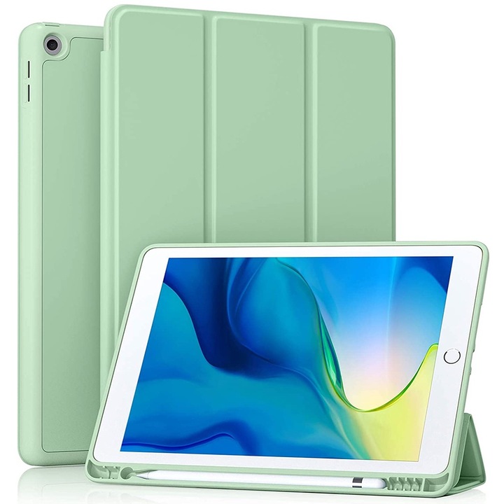 Husa tableta XGSM pentru iPad 7/8/9 10.2", cu suport pentru rysik, verde