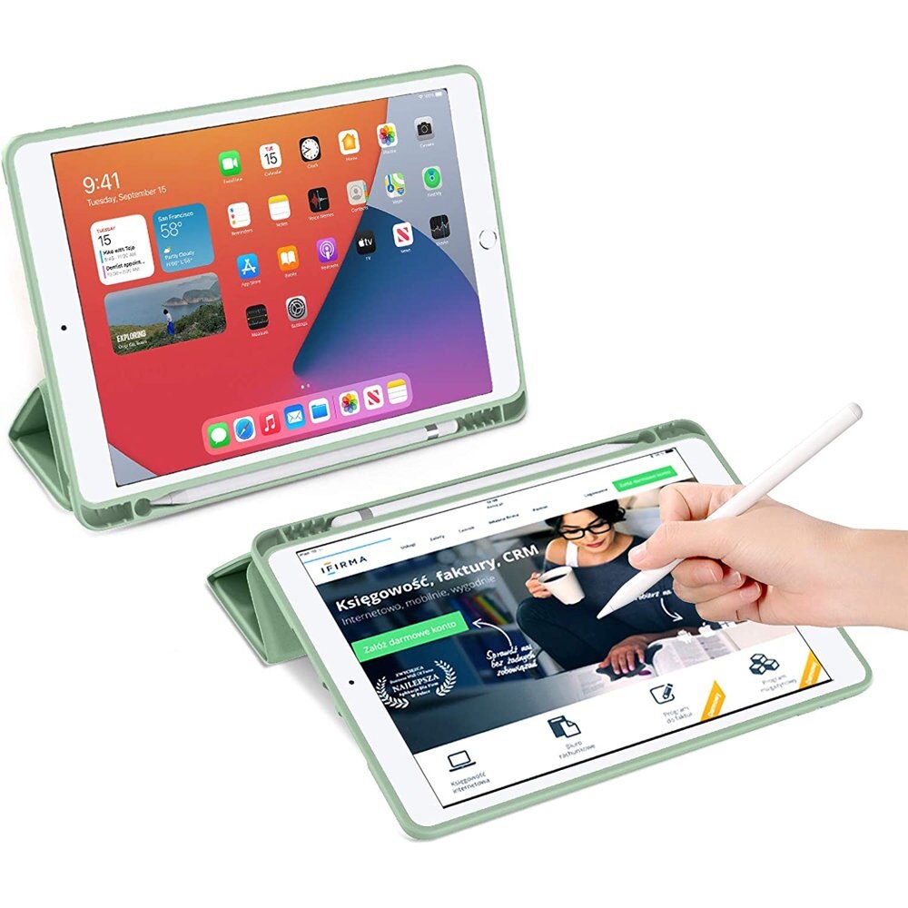 Husa tableta XGSM pentru iPad 7/8/9 10.2", cu suport pentru rysik, verde