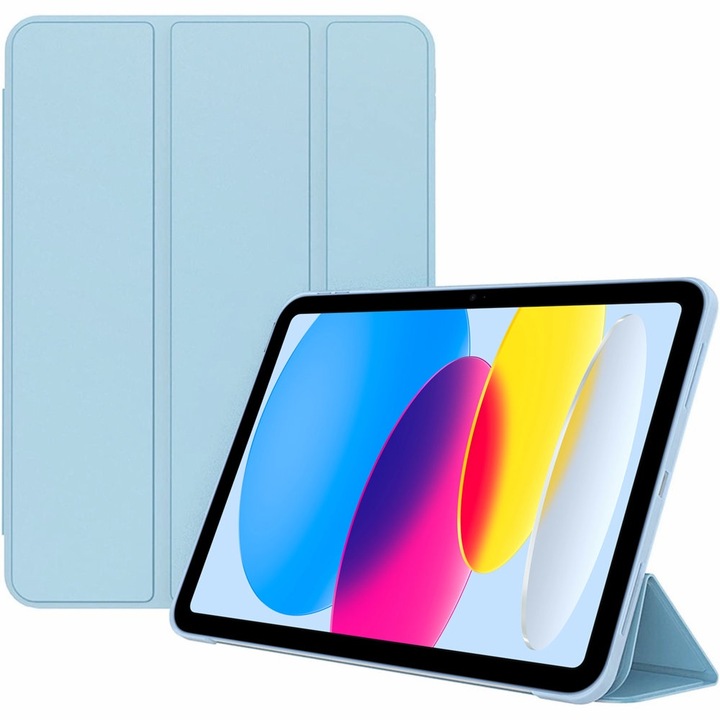Husa tableta XGSM pentru iPad 10.9" 2022, tri-fold, functie wake up/sleep, albastra
