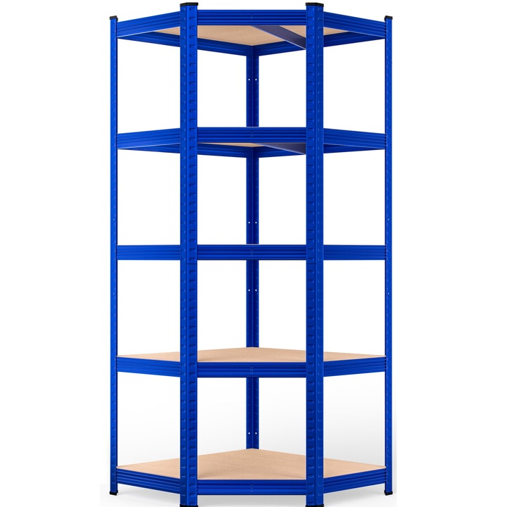 Raft depozitare metalic, de colt Monzana, albastru, 180x70x40 cm, greutate maxima suportata 875kg