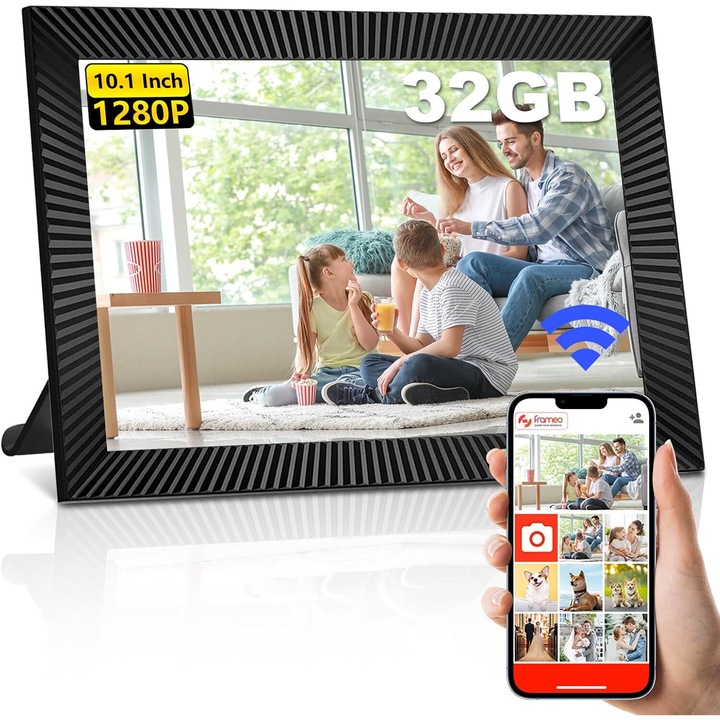 Цифрова фоторамка 10.1 инча, WALALLA, 32GB, IPS, черен мат