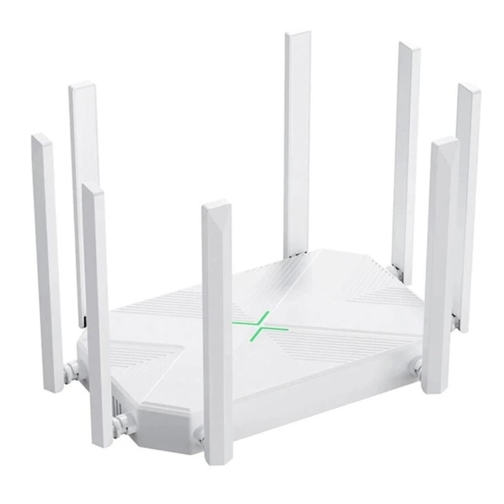 WiFi повторител, 1200Mbps, 8 антени, 5G / 2,4 GHz двулентов WiFi удължител повторител Интернет усилвател, покритие 100 м, съвместимост с 45 устройства, WALALLA, матово бяло