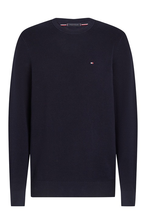 Tommy Hilfiger, Семпъл пуловер с овално деколте, Ултрамарин синьо
