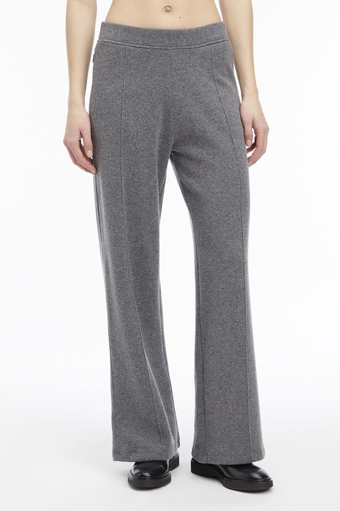 CALVIN KLEIN, Gyapjútartalmú bootcut fazonú nadrág, Melange sötétszürke, S