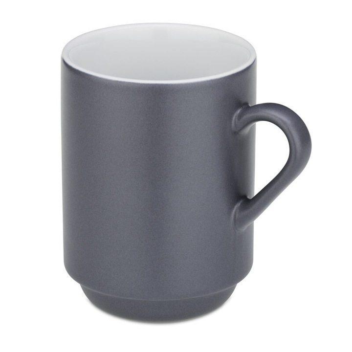 Cani ceramice Mattia, set 2 bucati, 300 ml, gri, 7,5x11cm