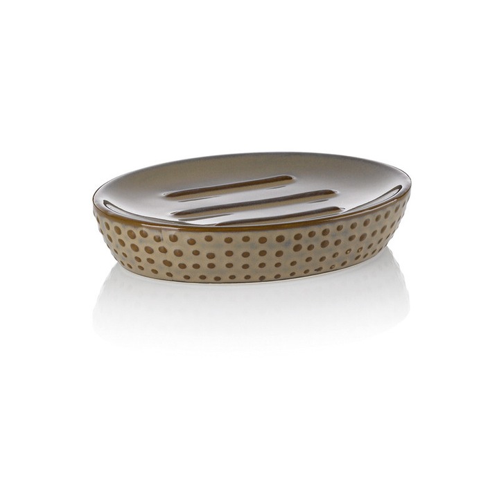 Miska pentru sapun Kela Dots, ceramica, mocca, 12x9cm, 2,5cm