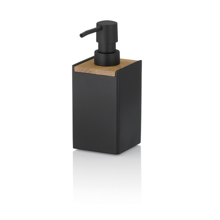 Dispenser sapun Kela Cube, polyresin, negru, 7x7cm, 17,5cm