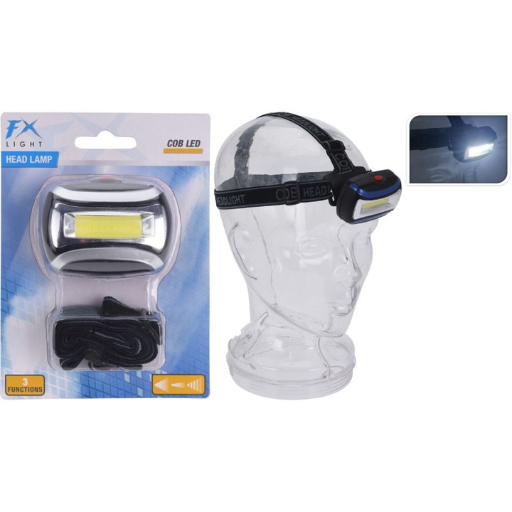 LED фенерче за глава, отлично, 100 лумена, синьо, 3 функции, ABS материал