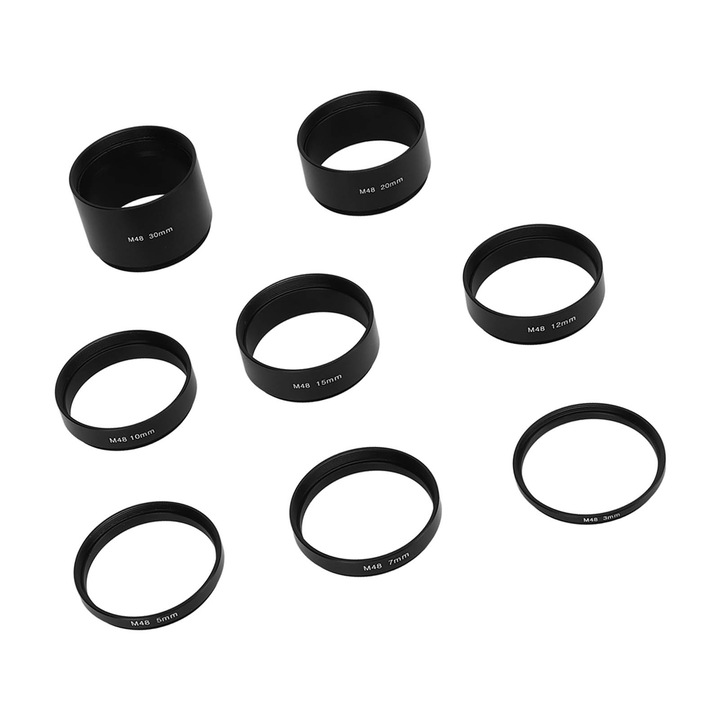 M48 hosszabbító csőkészlet, 8 db, csillagászati távcsőhöz, alumínium, 3-30mm