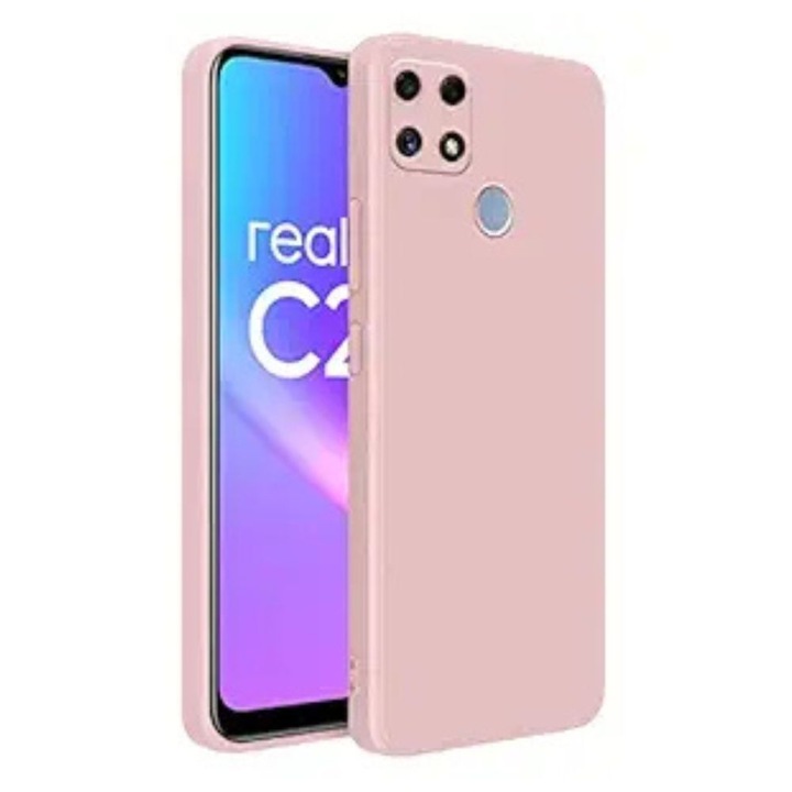 Szilikon zselés borítás, amely kompatibilis a Realme C21-gyel, rugalmas, poros rózsaszín