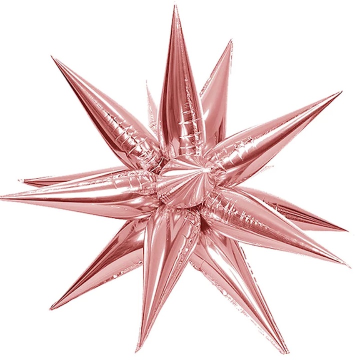 Balon folie Stea 3D cu tepi detasabili, 66 cm, Rose gold