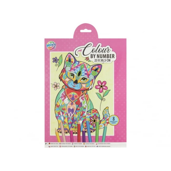 Творчески комплект, Цвят по номера, Мокси, А4, 8 цветни молива, кат