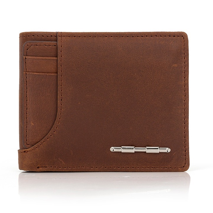 Мъжки портфейл от кафява естествена кожа