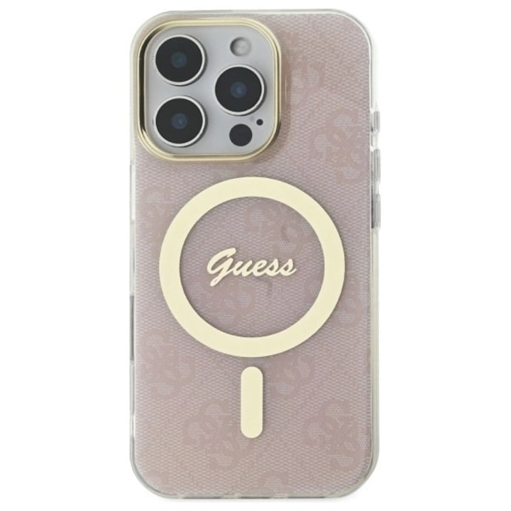 Калъф Guess, съвместим с Apple 16 Pro, IML 4G, розов