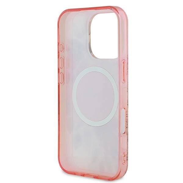 Husa Guess compatibila cu iPhone 16 Pro Max, IML Flower Tonal Circle MagSafe, Roz