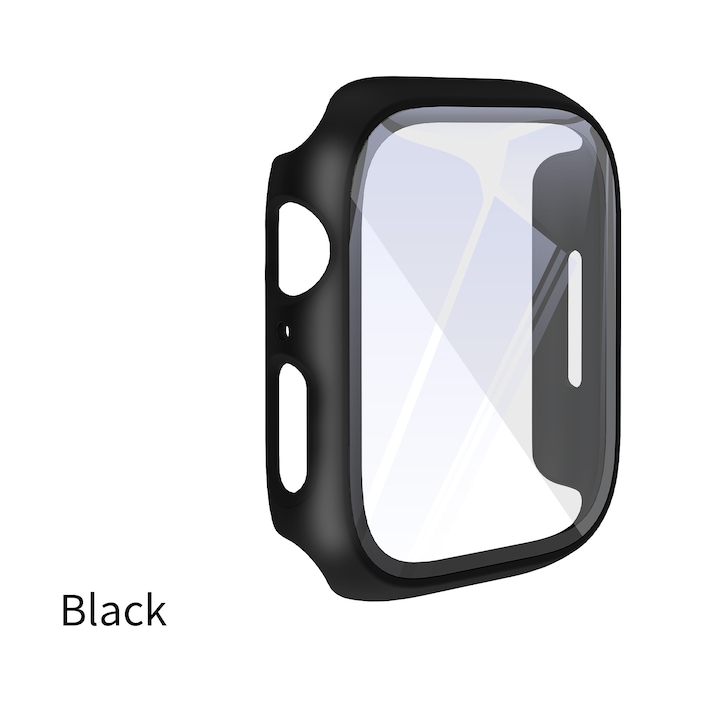 Üvegvédő fóliával ellátott tok Apple Watch 4, 5, 6, SE, 44 mm, Midnight Black készülékekhez