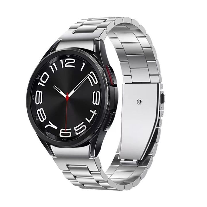 Curea Ceas Vogo® Compatibila Cu Samsung Galaxy Watch 5/6/4/Classic si Watch 5 Pro, Otel Inoxidabil, Eliberare Rapida, Argintiu
