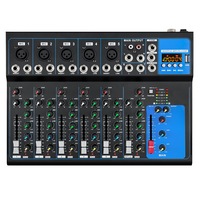 Mixer audio portabil BOMGE 7 canale profesional, efect de reverberatie DSP, Bluetooth, USB, alimentare 48V, XLR out, Inerface audio, Placa de sunet, Potrivit pentru petreceri profesionale de inregistrare, KTV si scena
