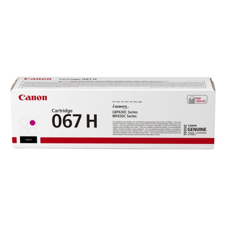 Cartus toner Canon CRG-067H magenta, 5104C002, 2350 pagini, pentru I-SENSYS LBP-630 SERIES, I-SENSYS LBP631CDW, I-SENSYS LBP631CW, I-SENSYS LBP633CDW, I-SENSYS MF650 SERIES, I-SENSYS MF651CW, I-SENSYS MF655 CDW, I-SENSYS MF655CX, I-SENSYS MF657 CDW