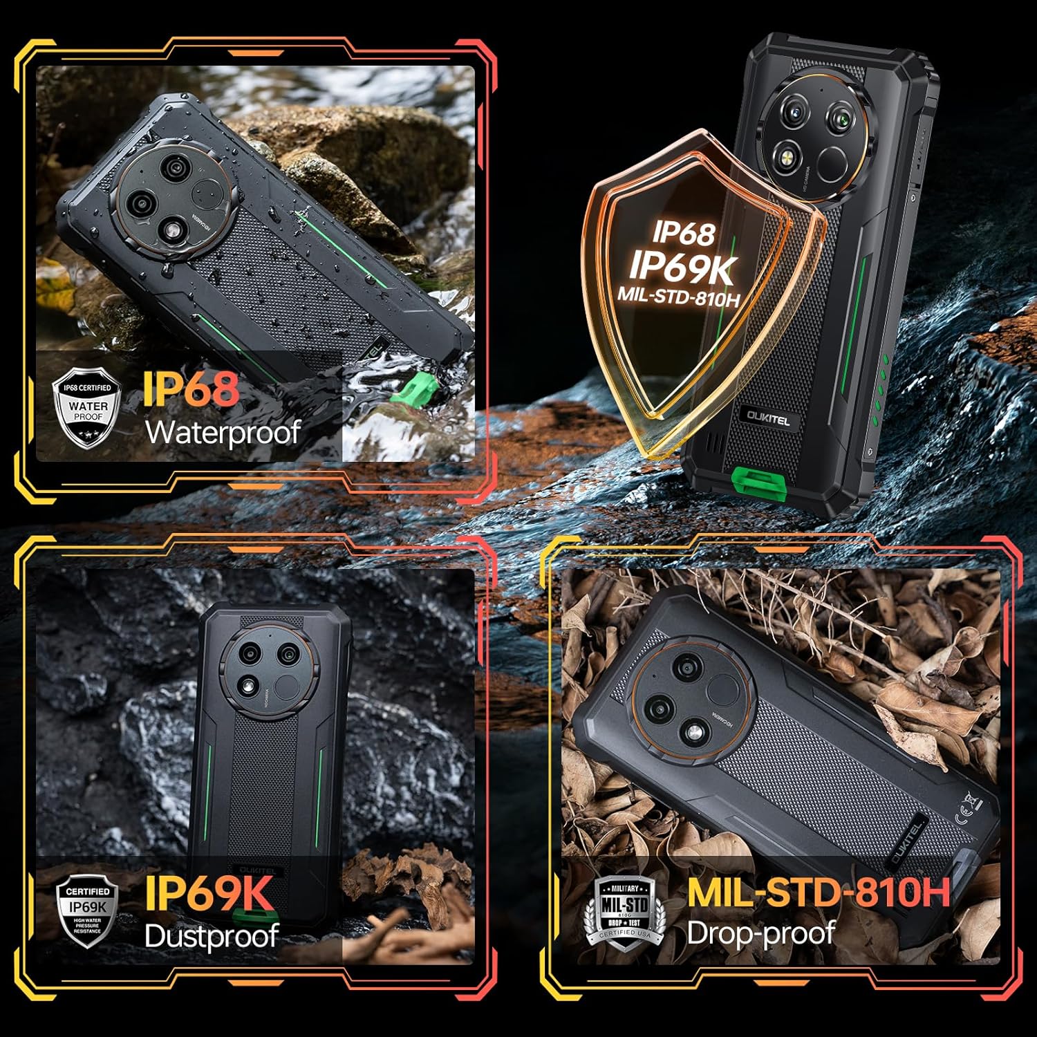 Oukitel WP28E 16GB+64GB グリーン Telefon Mobil OUKITEL WP28E, Android 14, Baterie 10600mAh, 16GB +