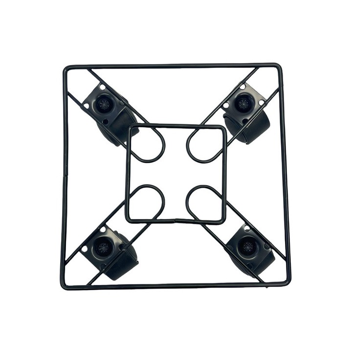 Suport rotund pentru flori din metal Niks, set de 4, cu roti, 7 inch, pentru ghivece grele, interior/exterior