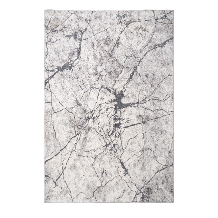 Килим Beenom, полипропилен, 120 х 170 см, мраморен десен, бял