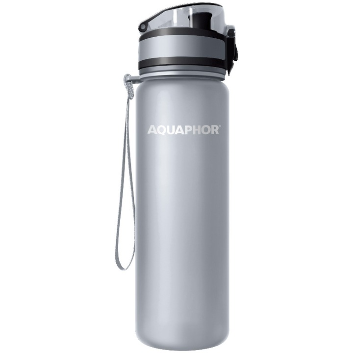 Бутилка за филтриране на вода Aquaphor, 500 мл, Сив