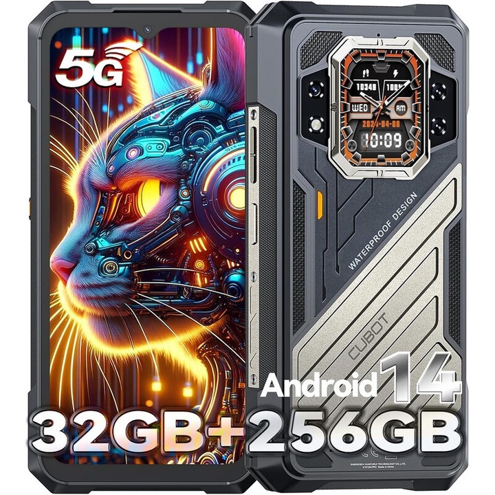 Смартфон CUBOT King Kong X, 32GB RAM, 256GB ROM, 100MP камера, 10200mAh батерия, 6.58'' FHD+, 5G, черен